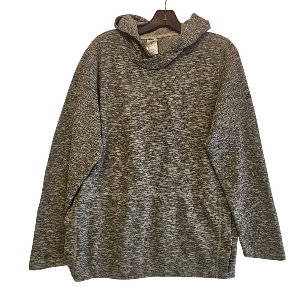 Adidas Womens Grey Space Dye Heather Pullover Hoodie Side Snap Vent AZ1517 L